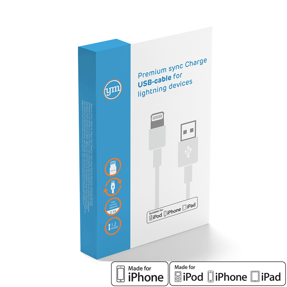 YM Lightning naar USB A kabel 2m / MFi certificering 